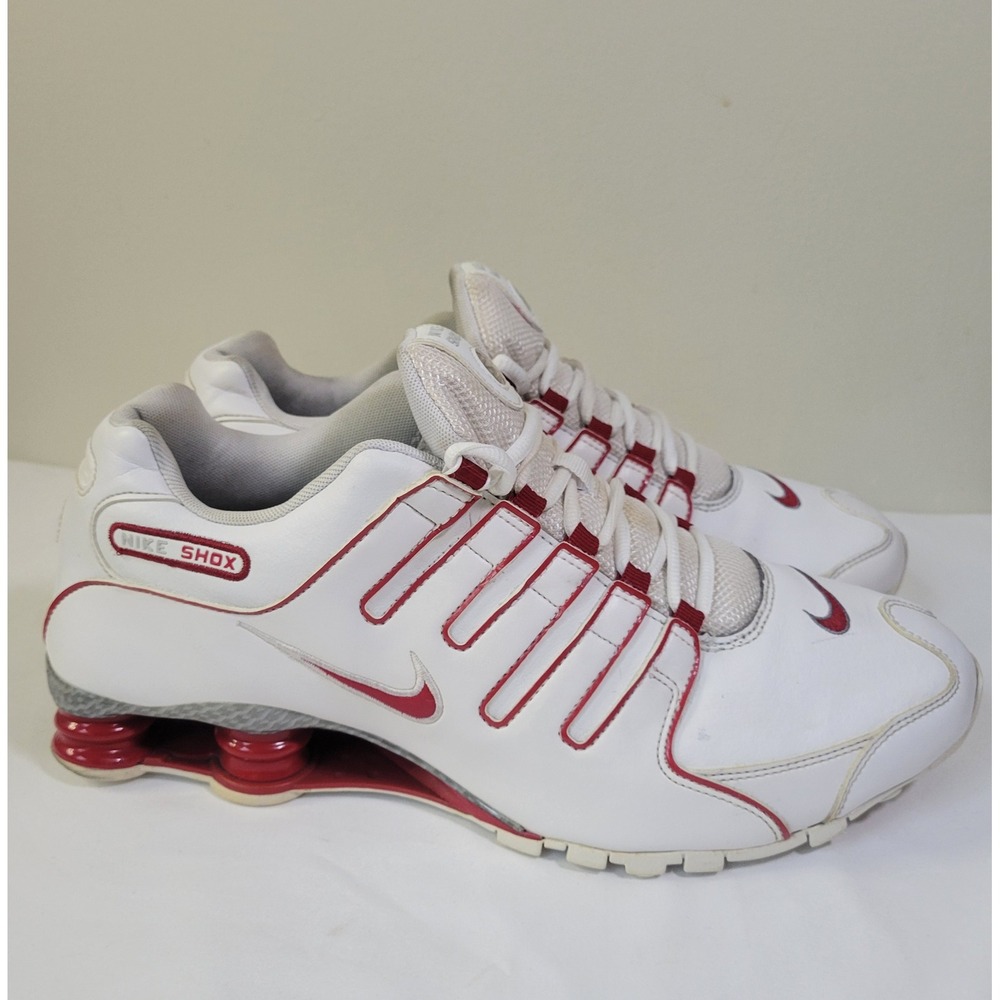 Nike Shox NZ White Varsity Red Metallic Silver Mens 12 Running Shoes 325201-127 - Picture 2 of 8